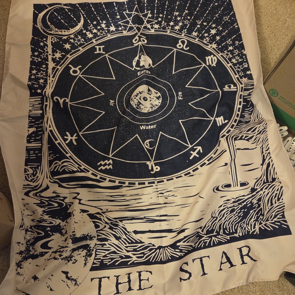 Navy and White Zodiac Tapestry